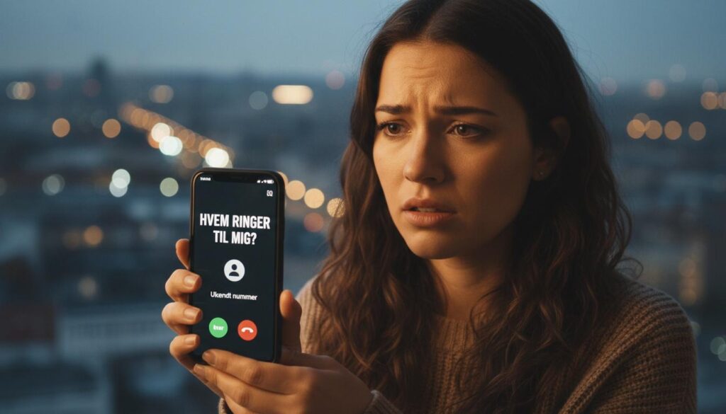 Bekymret kvinde med telefon